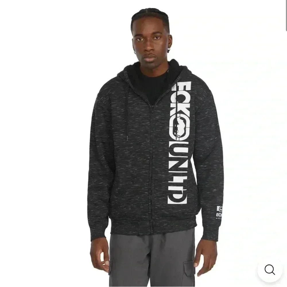 Ecko Unltd NWT Men’s Vert Piercing Sherpa Hoodie Charcoal Gray SZ M